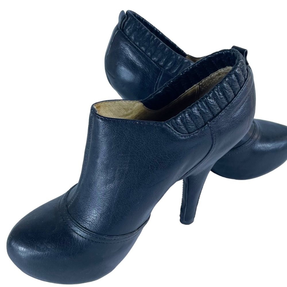 Frye Liz Ankle Platform Bootie Black Leather Size 7.5